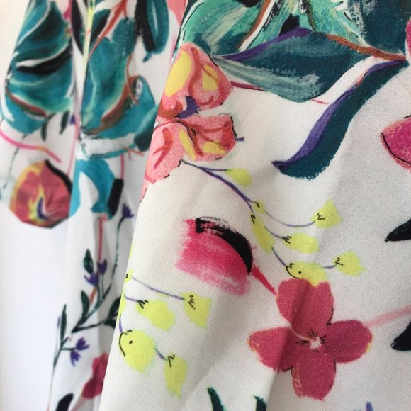 Shein Resort Button Front Tropical & Floral Blouse - Picture 6 of 6